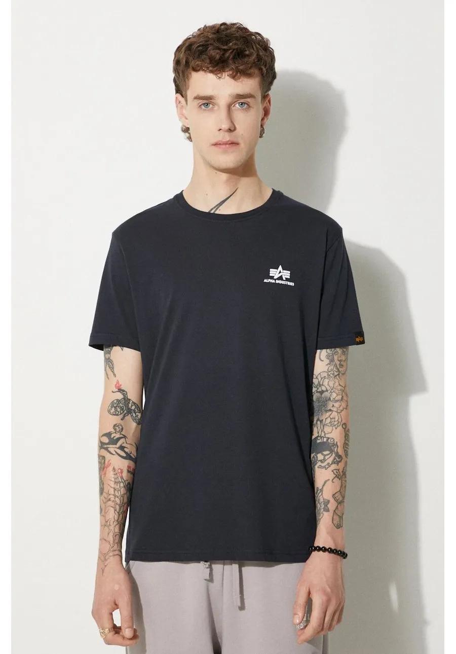 obrazek 1 Alpha Industries t-shirt bawełniany Basic T Small Logo kolor granatowy gładki 188505.07