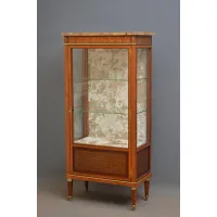 Picture Exquisite display cabinet/continental table made of rosewood and satin, with a marble top - antique