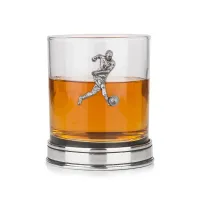 Picture A unique copper-colored whiskey glass with a football player - a stylish gift for a football fan