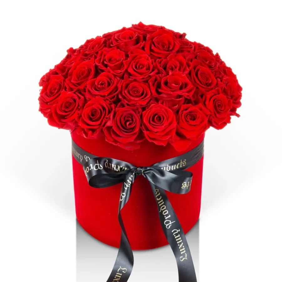 obrazek 2 Czerwony bukiet wiecznych róż we flower boxie - Luxury Products