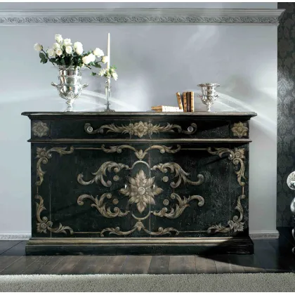 Zdjęcie Włoska drewniana komoda ręcznie zdobiona - Interiors Italia