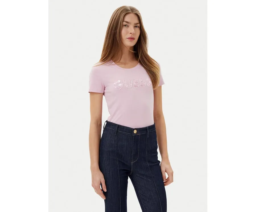 obrazek 1 Guess T-Shirt W5GI17 J1314 Różowy Slim Fit