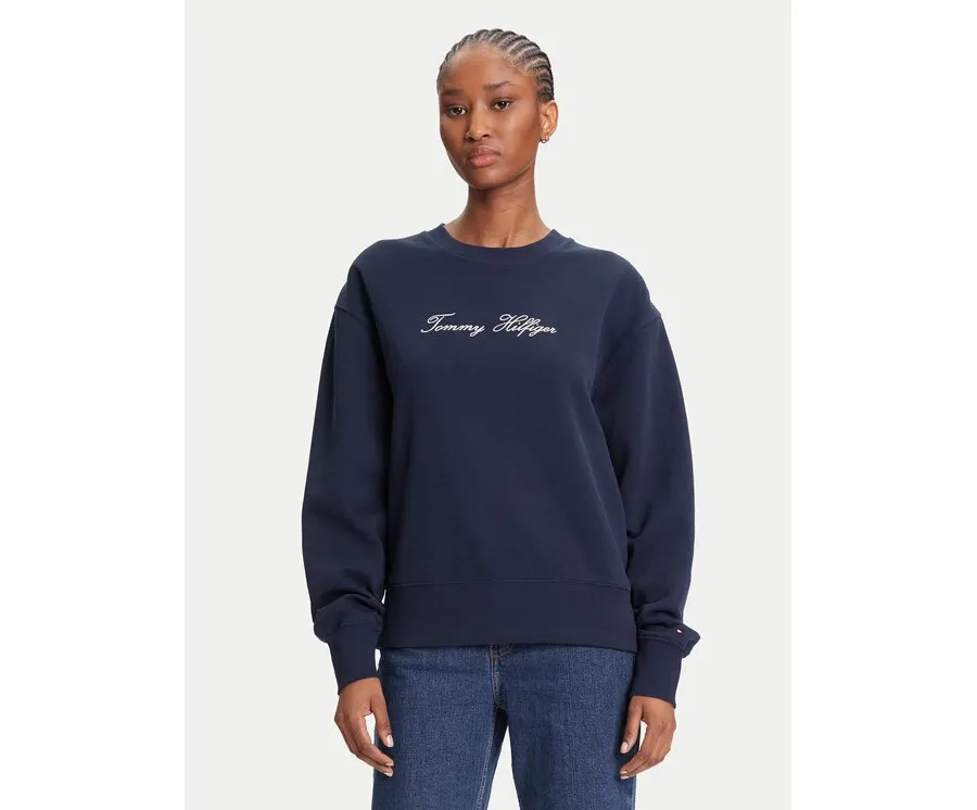 obrazek 1 Tommy Hilfiger Bluza Script WW0WW47159 Granatowy Regular Fit