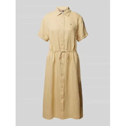 Zdjęcie Sukienka koszulowa z lnu z wyhaftowanym logo