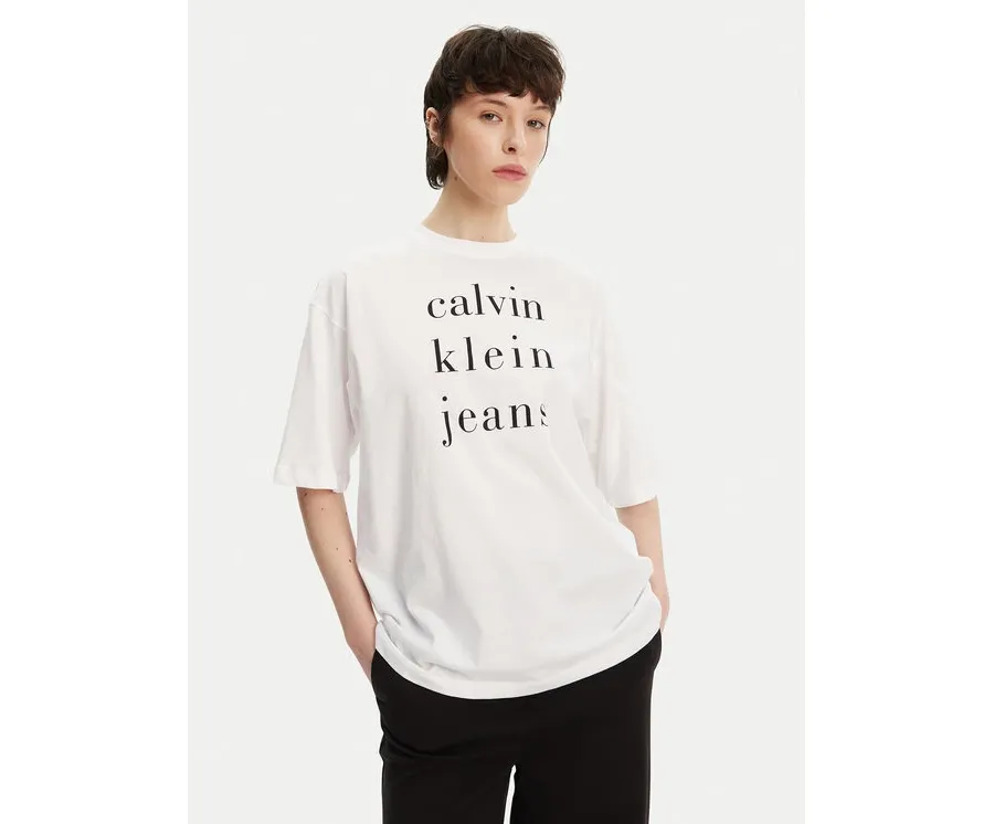obrazek 1 Calvin Klein Jeans T-Shirt LV047B827G Biały Relaxed Fit