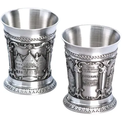 Zdjęcie Oryginalny komplet 2 kieliszków do wódki z pewteru