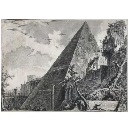 Picture Antique print of the Pyramid of Gaius Cestius from the 18th century