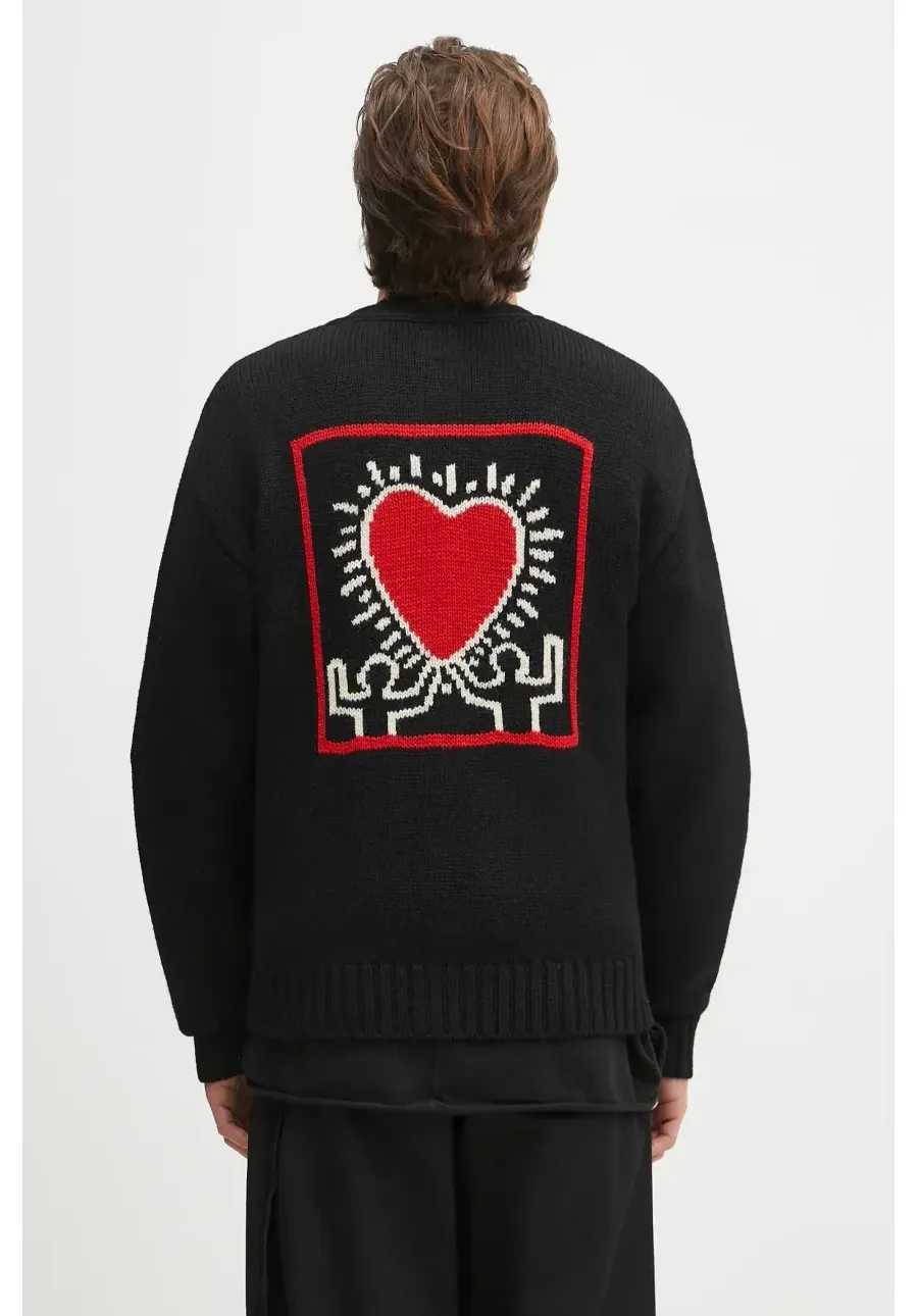 obrazek 1 Wacko Maria kardigan wełniany x Keith Haring męski kolor czarny KH.WM.KN02