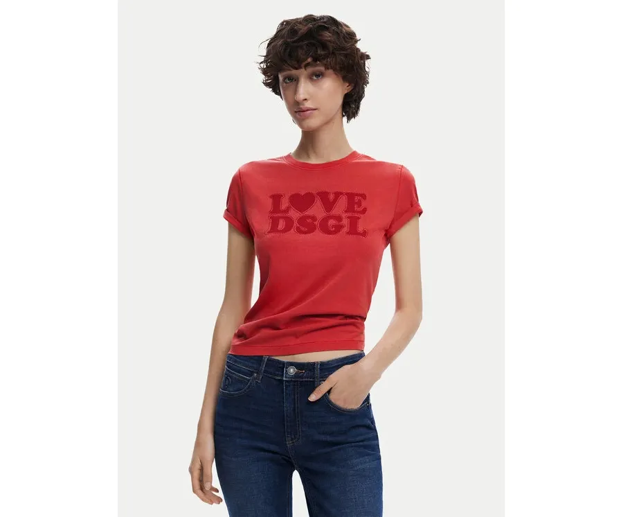 obrazek 1 Desigual T-Shirt Love Dsgl 25SWTK10 Czerwony Regular Fit