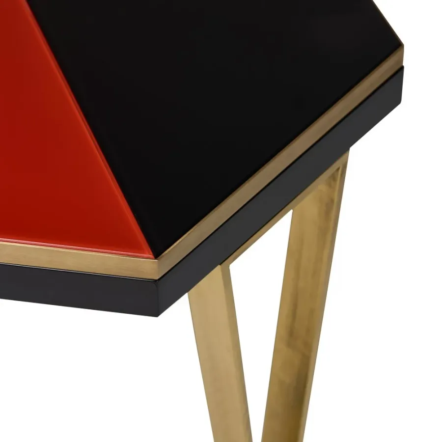 obrazek 2 Sześciokątny stolik kawowy z mosiężną konstrukcją H.52xL.59xP.52 cm