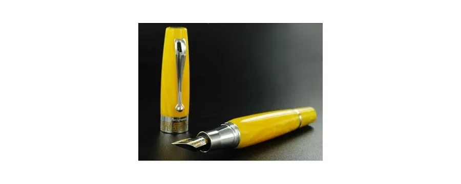 picture 3 Miya Fountain Pen - Silver/Yellow Celluloid - Montegrappa