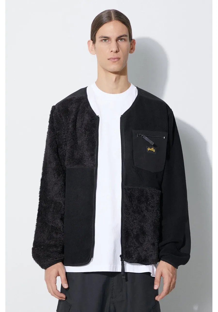 obrazek 1 Stan Ray bluza PATCHWORK FLEECE CARDIGAIN męska kolor czarny gładka AW2319856