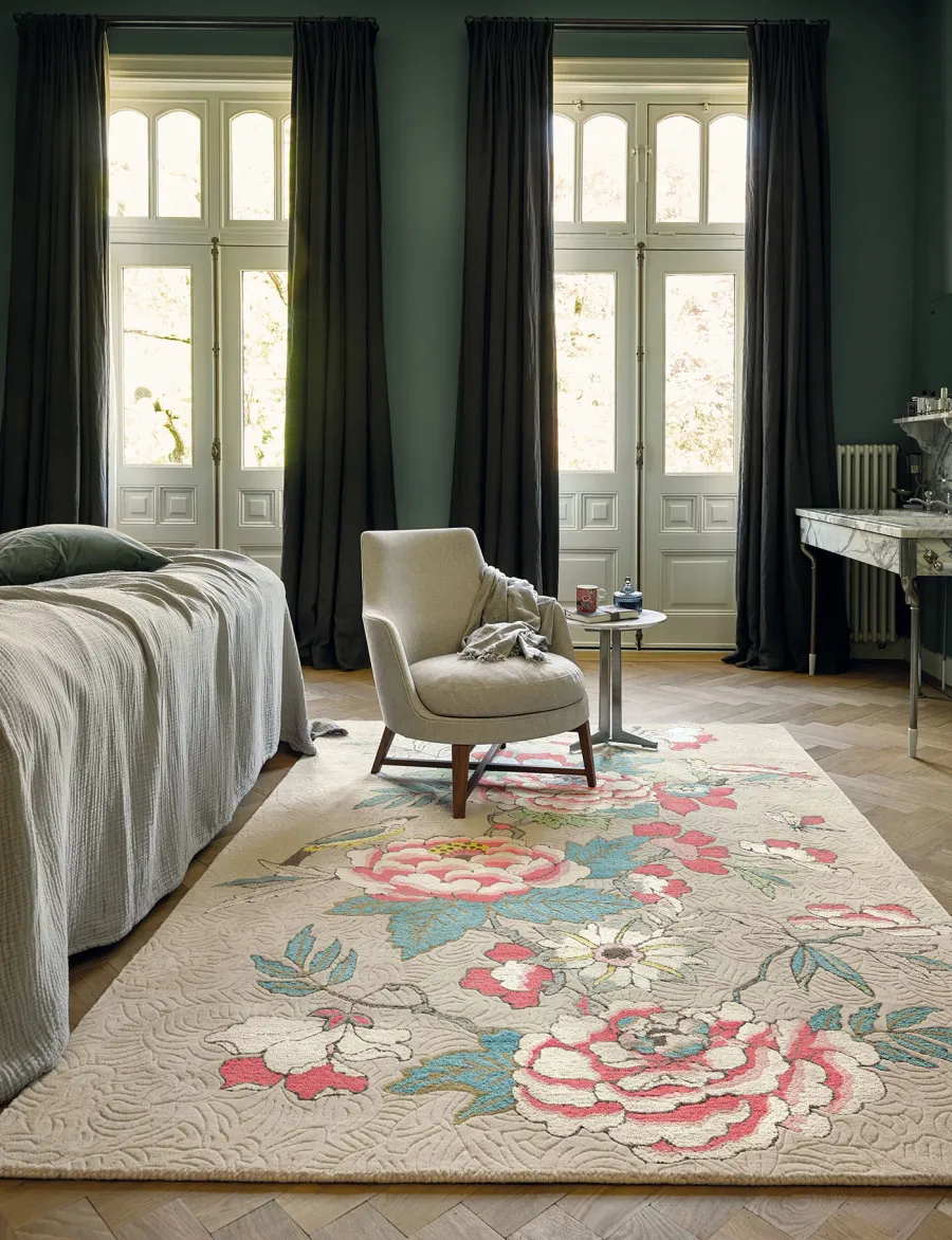 obrazek 2 Subtelny błękitno różowy dywan w kwiaty - PAEONIA BLUSH 37902