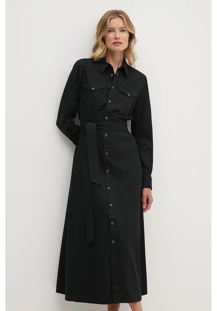 obrazek 1 Polo Ralph Lauren sukienka bawełniana kolor czarny maxi rozkloszowana