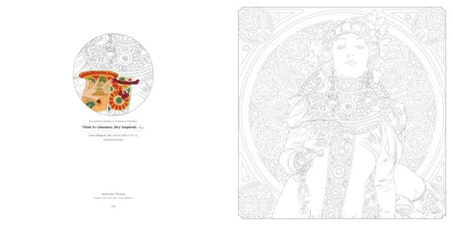 obrazek 4 Kolorowanka artystyczna Alphonse Mucha - Flame Tree Publishing