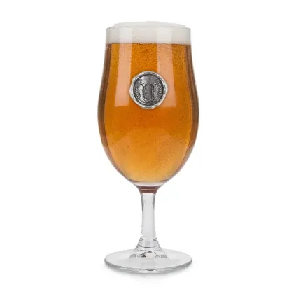 Zdjęcie Stylowy prezent – szklanka do piwa z cynowym kartuszem z inicjałem – literą „U”