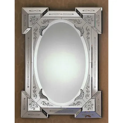 Zdjęcie Oryginalne w stylu szlifowane i grawerowane ręcznie lustro weneckie