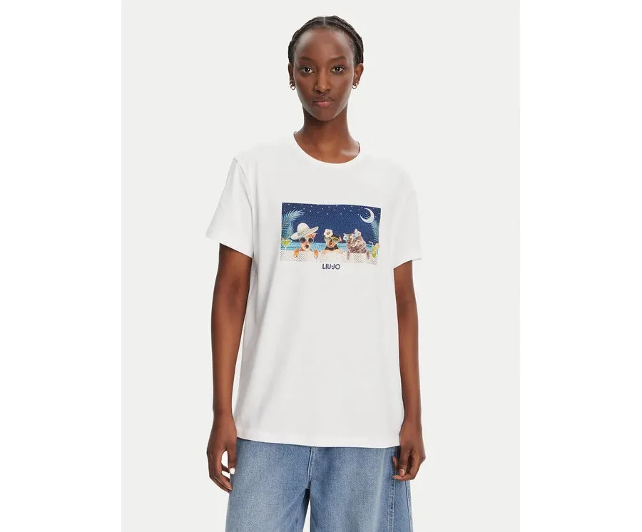 obrazek 1 Liu Jo T-Shirt WA5260 JS003 M9445 Biały Regular Fit