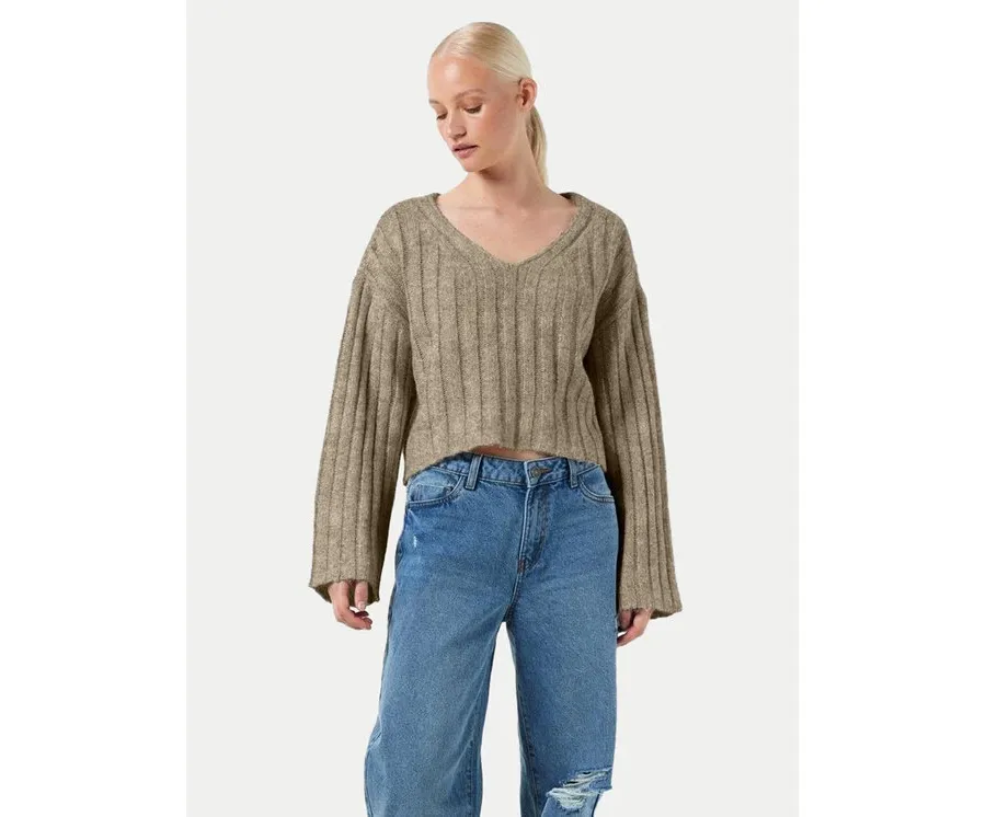 obrazek 1 Noisy May Sweter Nina 27027618 Beżowy Loose Fit