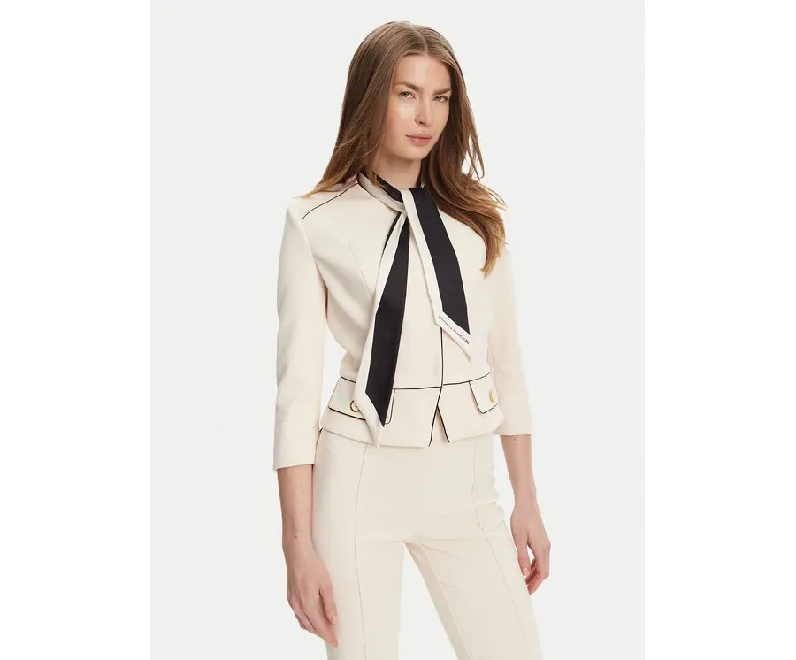 obrazek 1 Elisabetta Franchi Marynarka GI-T51-51E2-V560 Écru Regular Fit