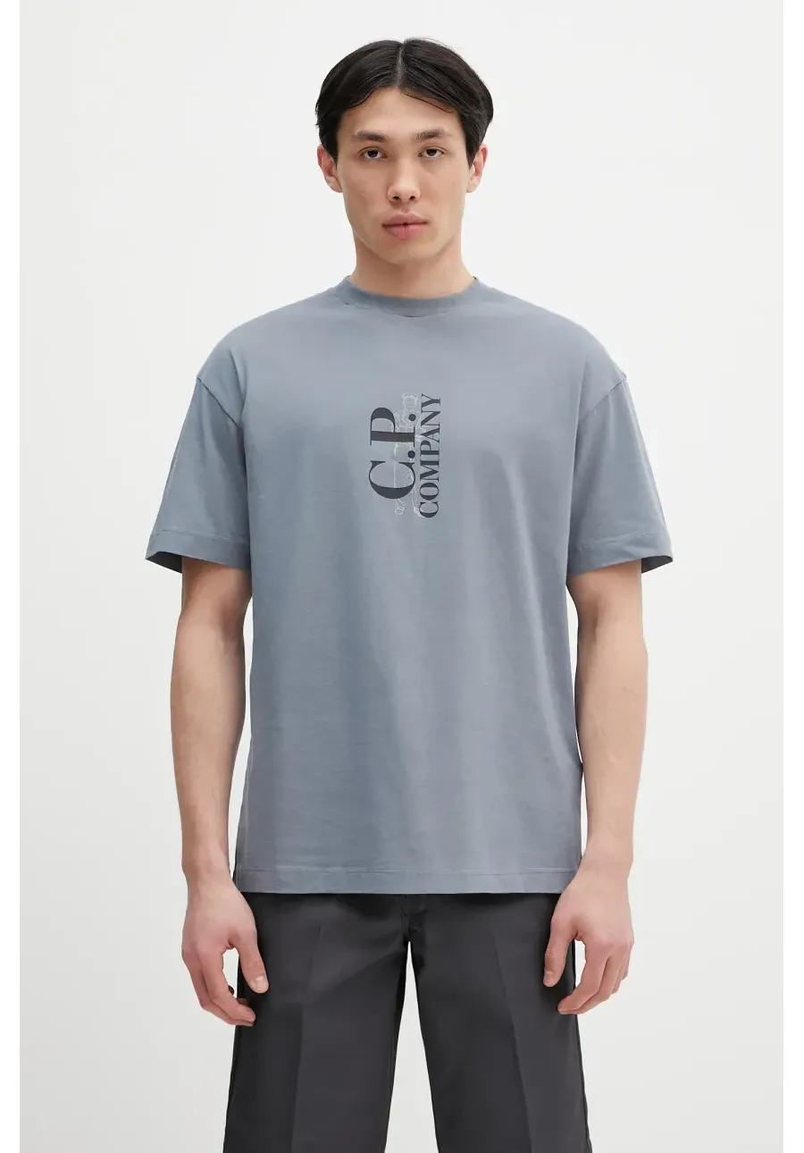 obrazek 1 C.P. Company t-shirt bawełniany męski kolor szary z nadrukiem 18CMTS177A005100W