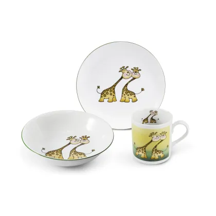Zdjęcie 3-elementowy porcelanowy zestaw dla dziecka Żyrafy – Leander