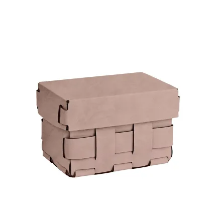 Zdjęcie Piękny koszyk Bottega 12x19xH13 cm w kolorze przygaszonego różu