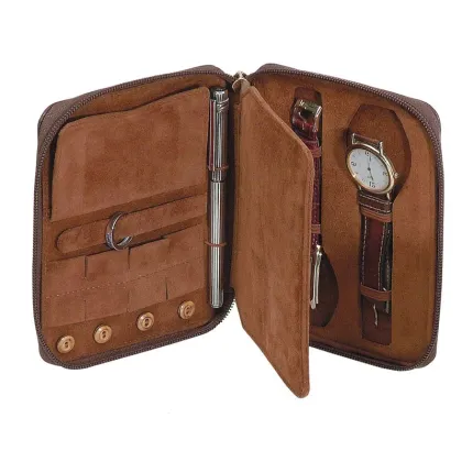 Zdjęcie Skórzane etui na dwa zegarki z uchwytem na długopis