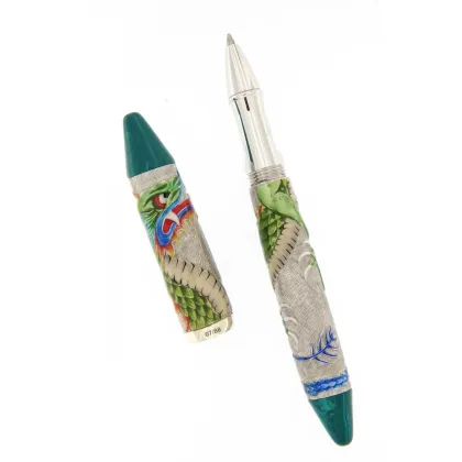 Zdjęcie Eleganckie pióro kulkowe Dragon in Solid Silver 925 and Sapphires marki Urso