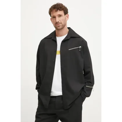 Zdjęcie MM6 Maison Margiela koszula męska kolor czarny relaxed z kołnierzykiem klasycznym SH2DT0014.M35227