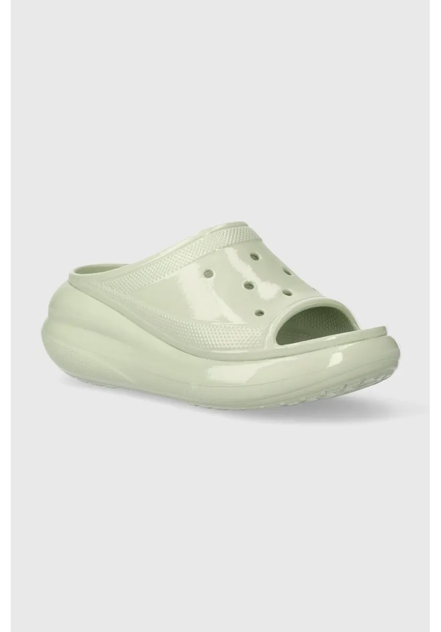 obrazek 1 Crocs klapki Crush High Shine Slide damskie kolor zielony na platformie 209648