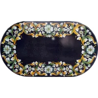 Picture Elite tabletop made of volcanic stone decorated with a floral motif - Ceramiche Valchida