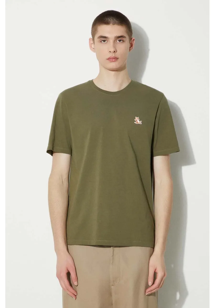 obrazek 1 Maison Kitsuné t-shirt bawełniany Chillax Fox Patch Regular Tee Shirt męski kolor szary z aplikacją LM00110KJ0008