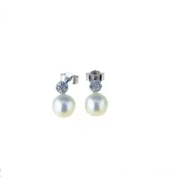 Picture Luxurious earrings with pearl and zircon pavé