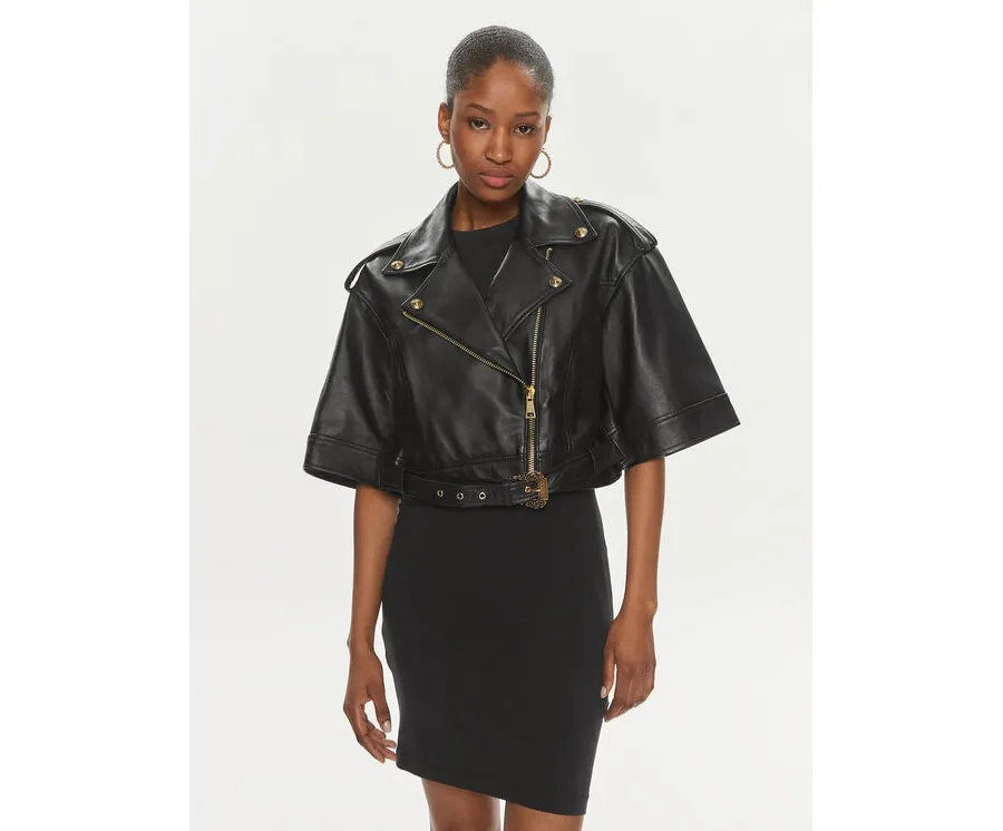 obrazek 1 Versace Jeans Couture Kurtka skórzana 76HAVP02 Czarny Regular Fit