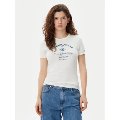 Zdjęcie Tommy Jeans T-Shirt Nyc Ringer DW0DW20323 Écru Slim Fit
