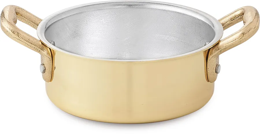 obrazek 1 Niski rondel, Ø14 cm, 2 uchwyty, mosiądz - Linia Pepite d'Oro - Cu Artigiana