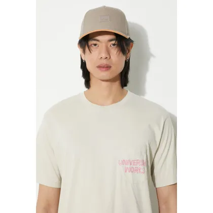 Zdjęcie Universal Works t-shirt bawełniany Print Pocket Tee męski kolor beżowy z nadrukiem 30611.DRIFTWOOD
