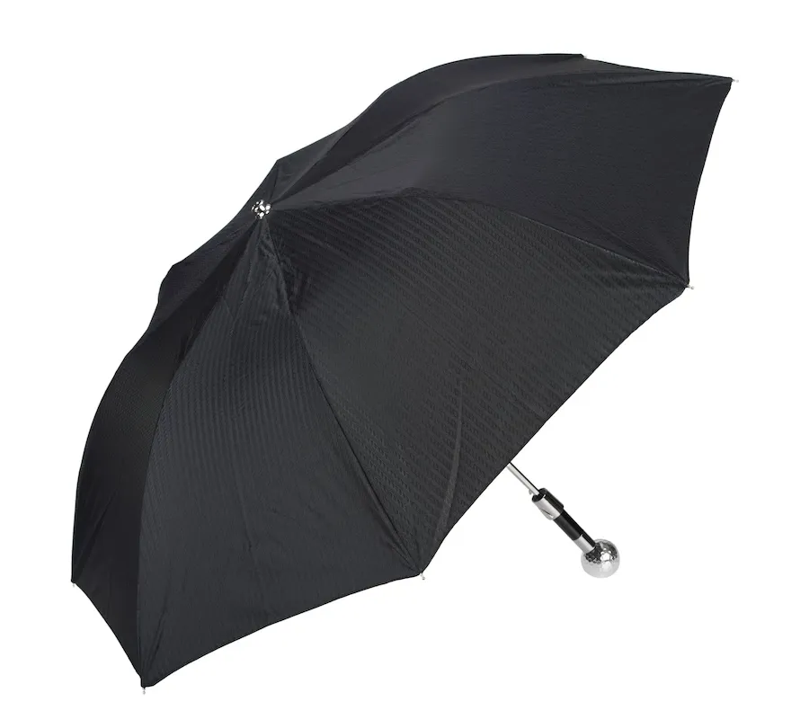 obrazek 6 Stylowy czarny parasol męski z rączką w kształcie srebrnej piłki golfowej – Pasotti