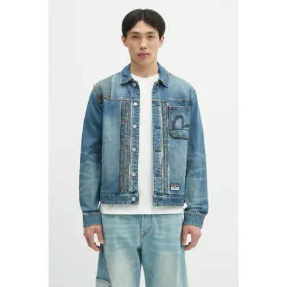 Zdjęcie Evisu kurtka jeansowa 2-tone Denim w Inserted Daicock kolor niebieski przejściowa 2ESHTM5DJ1041
