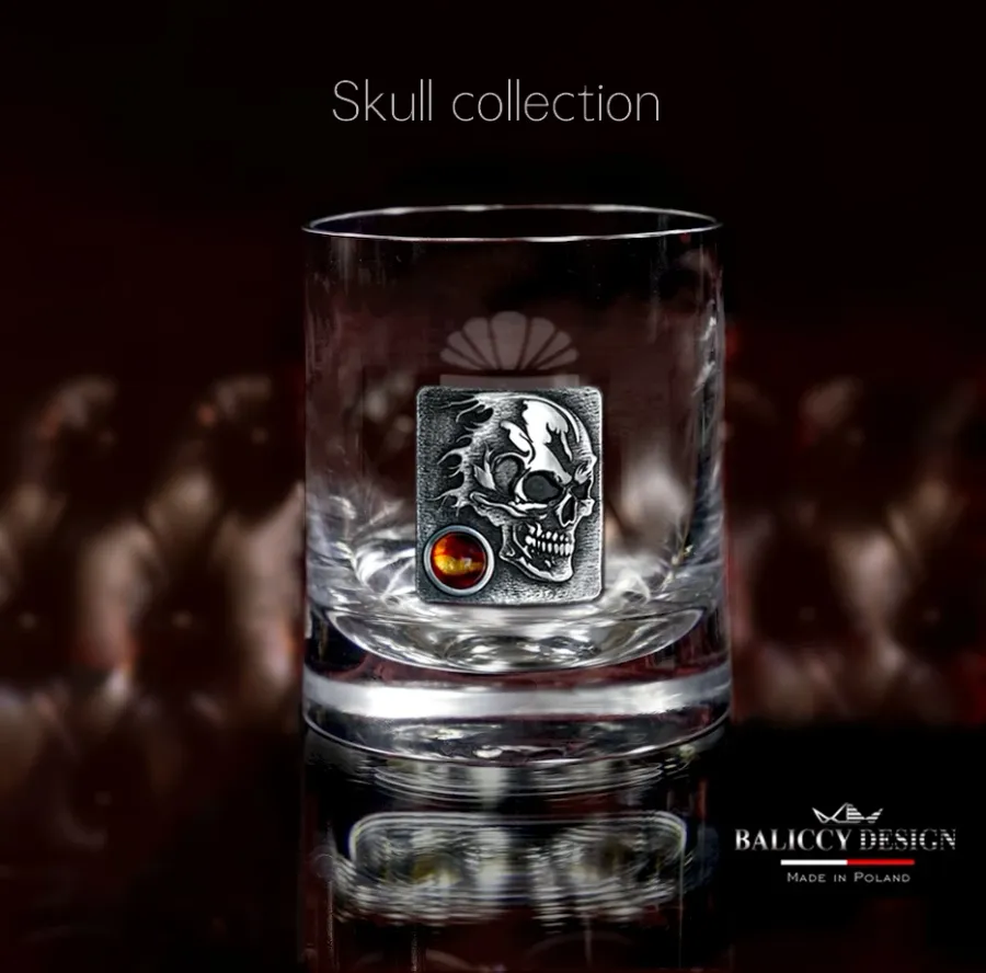 obrazek 2 Karafka i szklanki do whisky z czaszką i bursztynem