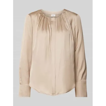Zdjęcie Bluzka satynowa o kroju regular fit z marszczeniem i krytą listwą guzikową