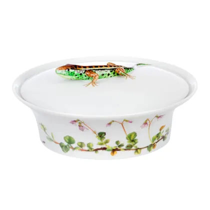 Zdjęcie Ozdobny porcelanowy pojemnik z jaszczurką z kolekcji Prairie - Vista Alegre