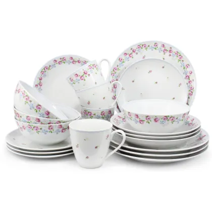 Zdjęcie 20-częściowa stylowa zastawa obiadowa z porcelany z kolekcji RoseLine – Leander