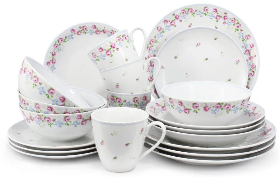 obrazek 1 20-częściowa stylowa zastawa obiadowa z porcelany z kolekcji RoseLine – Leander
