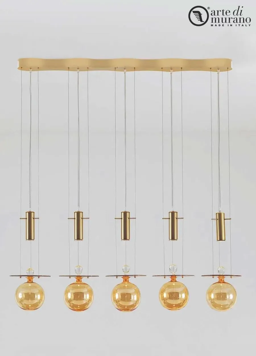 obrazek 1 Gustowna lampa wisząca Tara Murano Glass na 5 żarówek ze szkła Murano