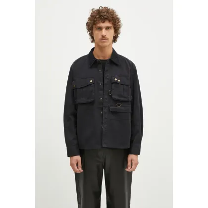 Zdjęcie Barbour kurtka koszulowa Oakmoor OS Twill Overshirt kolor czarny przejściowa MOS0380