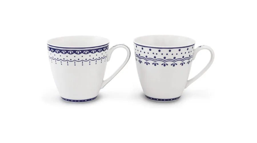 obrazek 1 Stylowy zestaw dwóch kubków z porcelany zdobiony oryginalnym niebieskim ornamentem – Leander