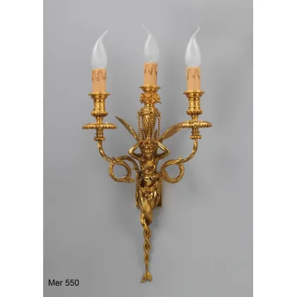 Zdjęcie Kinkiet z postacią w złoconym brązie