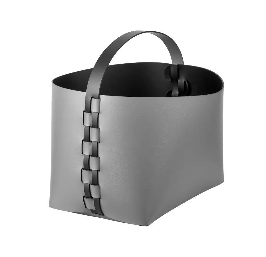 obrazek 1 Piękny stylowy szary kosz Helena z rączką 35x30xH26 cm